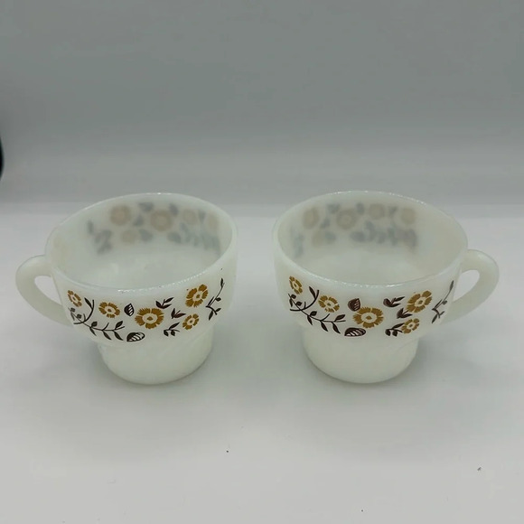 set of vintage Termocrisa Floral Milk Glass cups - Picture 1 of 5